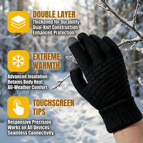 Unisex Winter Gloves - Thermal, Thickened, Waterproof, Windproof, Touchscreen Compatible