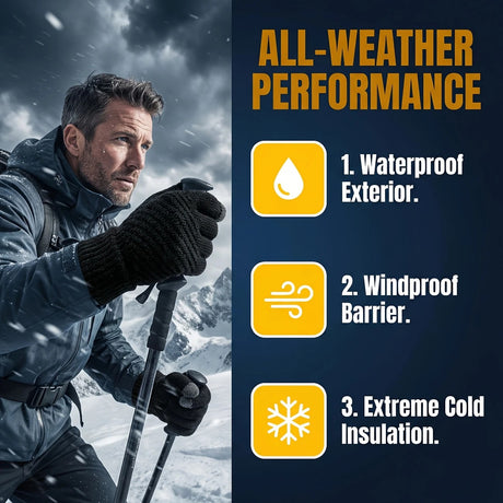 Unisex Winter Gloves - Thermal, Thickened, Waterproof, Windproof, Touchscreen Compatible