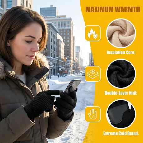Unisex Winter Gloves - Thermal, Thickened, Waterproof, Windproof, Touchscreen Compatible