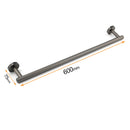 Gun Metal Stainless Steel 600mm Single Towel Rack Rail Holder Round Hanger Bar