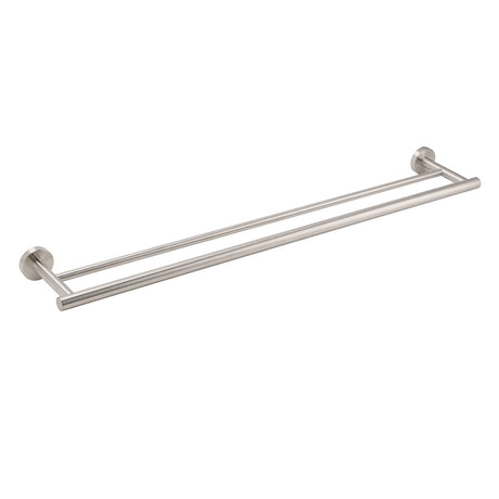 Brushed Nickel 750mm Double Towel Rack Rail Holder Round Hanger Bar Wall Mounted