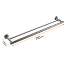 Gun Metal Stainless Steel 750mm Double Towel Rack Rail Holder Round Hanger Bar