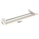 Bathroom Polish Chrome Square Towel Rail Rack 600mm Double Hanger Holder Bar