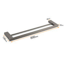 Gun Metal Grey Square Strong Towel Rail Rack 600mm Double Hanger Holder Bar Kit