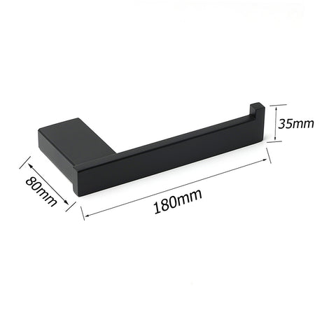 Matt Black Square Cubic Toilet Paper Roll Tissue Roll Holder Rack Wall Hook Kit