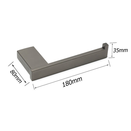 Gun Metal Square Toilet Paper Roll Tissue Roll Holder Hook Rack Wall Mounted Set