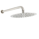 WELS Brushed Nickel Round 12" Rain Shower Head Straight Wall Mount Arm Mixer Set