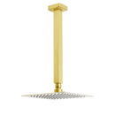 WELS Brushed Gold Square 8" Rain Shower Head 300mm Brass Ceiling Dropper Arm Set