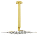 Brushed Gold Square 12" Rainfall Shower Head 30cm Ceiling Dropper Extension Arm Set