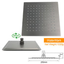 Gun Metal Square 10" Rainfall Shower Head 300mm Ceiling Dropper Arm Bath Set WELS