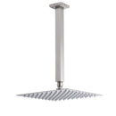 Brushed Nickel Square 10" Rain Shower Head 300mm Brass Ceiling Dropper Arm Set