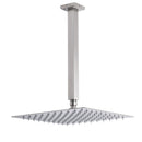 Brushed Nickel Square 12" Rain Shower Head 300mm Brass Ceiling Dropper Arm Set