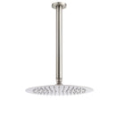 Brushed Nickel Round 10" Shower Rain Head + 300mm Brass Ceiling Dropper Arm Set