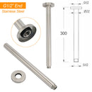 Brushed Nickel Round 10" Shower Rain Head + 300mm Brass Ceiling Dropper Arm Set