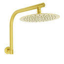 Brushed Gold Round 10 Inch Rain Shower Head Swivel Brass Gooseneck Wall Arm Set