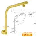 Brushed Gold Round 12 Inch Rain Shower Head Swivel Brass Gooseneck Wall Arm Set