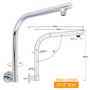 WELS Chrome Round 10" Rainfall Shower Head + 360° Swivel Gooseneck Wall Arm Set