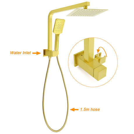WELS Brushed Gold Twin Shower 8