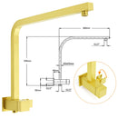 WELS Brushed Gold Twin Shower 8" Rain Head Handheld Diverter Wall Arm Square