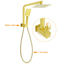 WELS Brushed Gold Twin Shower 8" Rain Head Handheld Diverter Wall Arm Square Taps
