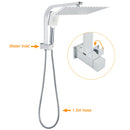 WELS Square Chrome 12" Shower Head 3 Mode Handheld Diverter Wall Arm 2in1 Set + Mixer