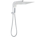 WELS Square Twin Shower Head Chrome 16" Large 3 Mode Handheld Diverter Wall Arm Set
