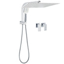 WELS Square Extra Large 16" Shower Head 3 Mode Handheld Diverter Wall Arm 2in1 Set + Taps