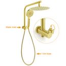 Brushed Gold 2in1 Round 12" Rain Shower Head 3 Mode Handheld Diverter Wall Arm Mixer Set