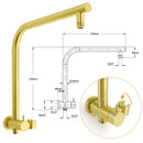 WELS Brushed Gold Round Twin Shower Head Set Diverter Wall Arm Stainless Steel Handheld Rose