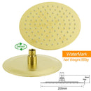 WELS Brushed Gold Round Twin Shower Head Set Diverter Wall Arm Stainless Steel Handheld Rose