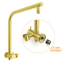 WELS Brushed Gold Round 2in1 Shower Head Set Diverter Wall Arm Stainless Steel Handheld + Taps