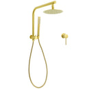 WELS Brushed Gold Round Dual Shower Head Set Diverter Wall Arm Single Mode Handheld Small Face Mixer