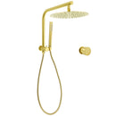 Brushed Gold 2in1 Round 12" Rain Shower Head Single Mode Handheld Diverter Wall Arm Mixer Set