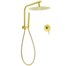 Brushed Gold Round Large 12" Rain Shower Head Stainless Steel Spray Handheld Wall Arm Mixer Set