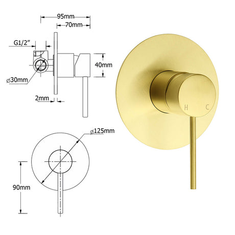 Brushed Gold Round Large 12