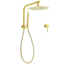 Brushed Gold Round Large 12" Rain Shower Head Stainless Steel Spray Handheld Wall Small Face Mixer Set