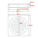 Matt Black Stainless Steel 85x85mm Small Square Shower Grate Floor Drain 72mm Outlet