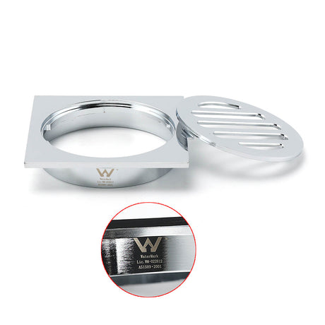 Watermark Stainless Steel 85x85mm Small Square Shower Grate Floor Drain 72mm Outlet