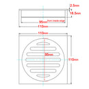 Chrome Stainless Steel 110mm Small Square Shower Grate Floor Drain 95mm Outlet