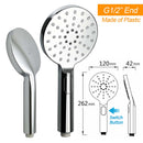 Chrome Round 8" Rainfall Shower Head 3 Modes Handheld Rose Silde Rail Twin Set