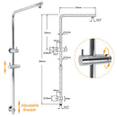 WELS Chrome 9" Rain Shower Head 3 Modes Handheld Rose Slide Rail Set Diverter Mixer