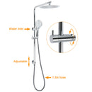 Chrome 250mm Rain Shower Head Round Handheld Sliding Rail Diverter Arm Twin Taps Set