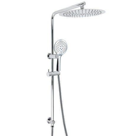 WELS Double Round Shower Head Handheld Sliding Rail Arm Chrome 12