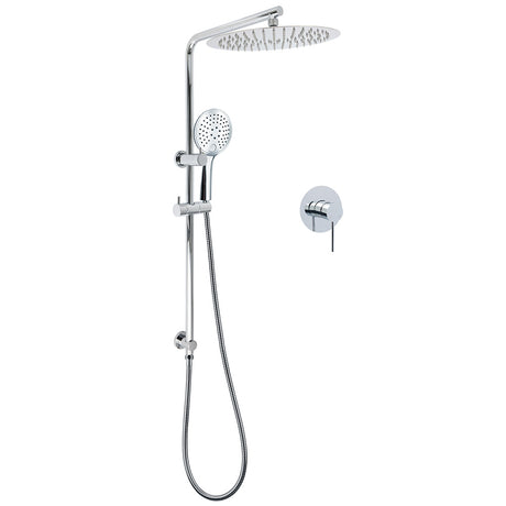 WELS Round Shower Head Handheld Sliding Rail Arm Chrome 12