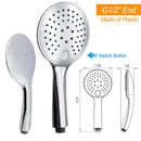 Chrome 9" Plastic Rain Shower Head 3 Modes Handheld Rose Slide Rail Diverter Switch Set