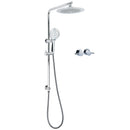 WELS Chrome 9" Plastic Rain Shower Head 3 Modes Handheld Rose Slide Rail Twin Taps