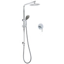 WELS Chrome Dual 8" Slim Rain Shower 5 Modes Rose Mixer Valve Sliding Rail Set + Mixer