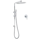 WELS 12" Rainfall + Brass Handheld Twin Shower Heads Rail Diverter Arm Round Mixer Set