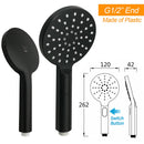 WELS Matt Black Round 2in1 8" Shower Head Sliding Rail Arm 3 Modes Handheld Set