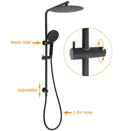 WELS Matt Black Dual Shower 12